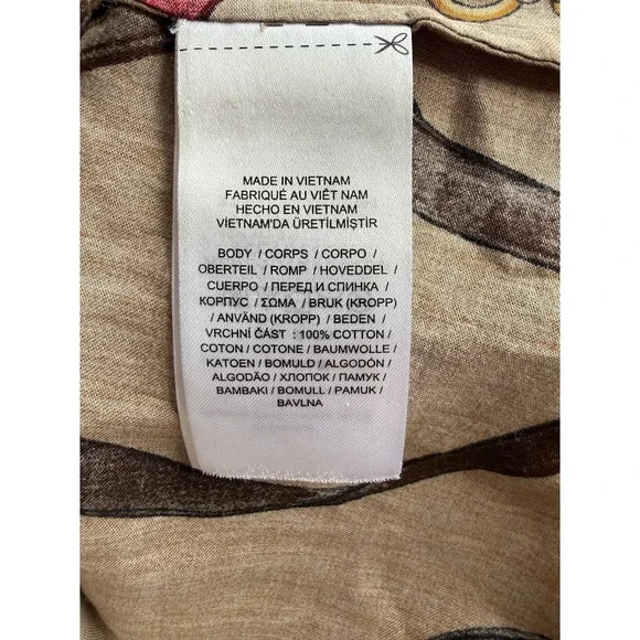 Lauren Ralph Lauren Shirt Women Size 2X Beige Equestrian Print Cotton Button Up - Picture 12 of 16